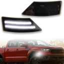 LED Front Fender LED Side Marker Lights Kit for Ford Ranger Lariat XL XLT 2019 2020 2021 2022 2023,Smoked Lens Side Bumper Marker Lamps,2pcs