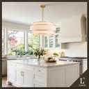 Modern Drum Chandelier, 24" Gold Chandelier for Dining Room