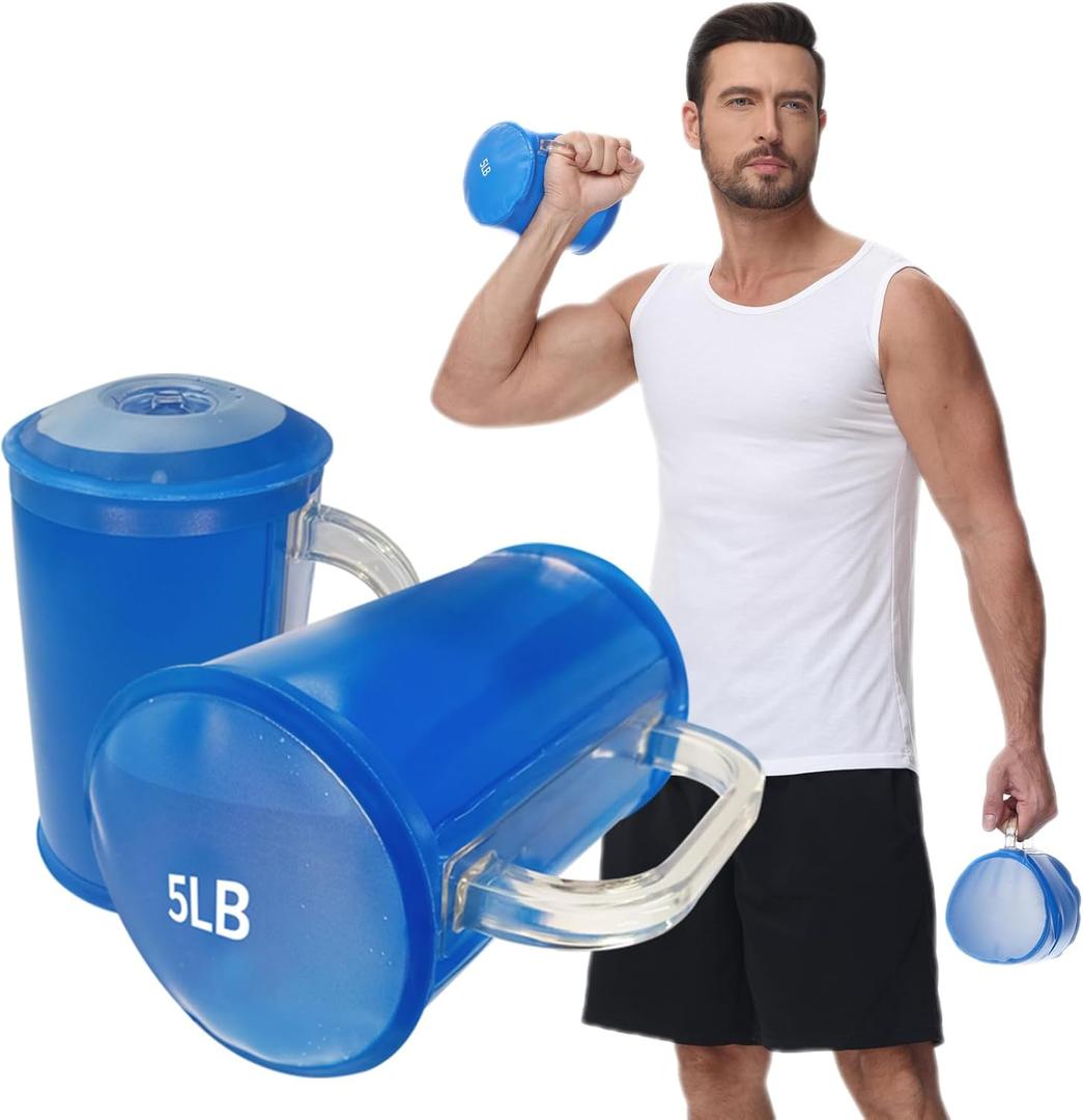 Water Dumbbells, Water Filled Training Dumbbells, Travel Weights Set, Adjustable Weights to 10 Lbs/Pair, Portable Gym for Strength Training, Fitness and Shaping