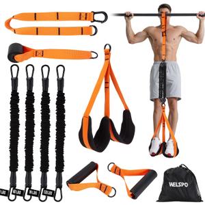 WELSPO Pull Up Assistance Bands with 4 Heavy Duty Resistance Bands for Pull Up Bar Workout, Adjustable Pull Up Assist Band Equipment for Home Gym Strength Training & Full Body Workout