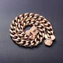Rose Gold Stainless Steel Cuban Link Heavy Duty Dog Collar Necklace ,Small Dogs American Bully French Bulldog Dog Collar with Safety Buckle