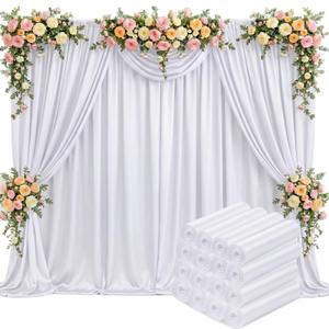 Tingjoo 80 FT x 10 FT White Backdrop Curtains, Set of 16 Panels Wrinkle Free Wedding Backdrop Drapes Polyester Photo Back Drop Cloth for Birthday Graduation Party Photography Background, White
