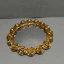 Gold Rose Mirrored Vanity Tray - Ornate Makeup Vintage Round Perfume Dresser Jewelry Trinket Organizer for Bathroom Storage Home Decor