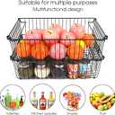 Set of 2 Stackable XXL Wire Baskets For Pantry Storage and Organization -16x12in Large Metal Food Baskets -Vegetable,Fruit,Potato,Onio, Pantry Storage Bins With Handles (Black, XXL)