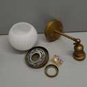 PERMO Vintage Wall Sconce Bedroom Sconce Globe Vanity Wall Light Milk White Glass Shade Wall Light Lamp Fixture (Antique Gold) (Heardwired)