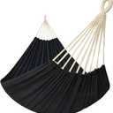 GOCAN Double Hammock 2 Person Extra Large 330X150cm Load Capacity 600Pound Canvas Cotton Hammock for Patio Porch Garden Backyard Lounging Outdoor and Indoor XXL(Black)