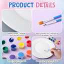 Marspark 6 Pcs 9 Inches Ceramic Painting Plate White Ceramic Plates with 6 Sets of 12 Colors Paint 6 Sets of 2 Brushes Porcelain Painting Craft Set for Family Gatherings Activities Art Supplies
