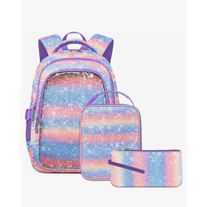 Cute Girls Backpacks with Lunch Box for Kids Candy Gradient Glitter Kawaii School Book Bag for Age 4-6 6-8 8-10 for Primary Kindergarten Elementary Pre School Aesthetic Lightweight Mochila Para Niñas, Color: Bubbles