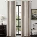 Grey Flax Taupe Hook Belt&Rod Pocket Curtains 84 inch Length 2 Panels Set, White Backing Thermal Living Room/Bedroom/Sliding Door Linen Blackout Curtain Window Boho Summer Drapes (50"Wx84"L)