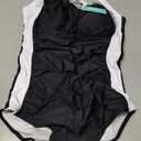 Aqua Eve One Piece Bathing Suit for Women Tummy Control Swimsuit Slimming Vintage Swimwear (Black, M)