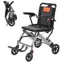 Foldable Wheelchair for Adults, Lightweight Transport Chair with Flip Armrests and Swing Footrests, Portable Aluminum Frame, Locking Handbrakes, Travel-Ready for Seniors