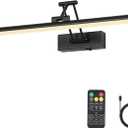 Joossnwell Battery Operated Picture Lights with Remote Wireless Art Lighting for Wall 23.62 Inch Rechargeable Painting Light Black Frame Light Dimmable 3CCT Gallery Light for Library Portrait