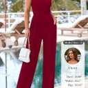 PRETTYGARDEN Summer Sleeveless Jumpsuits for Women Dressy Square Neck Wide Leg Pants Knit One Piece Rompers Fashion Clothing (L)