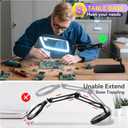 10X 30X Extra Large Magnifying Glass with Light and Stand,7-inch Lighted Magnifier,5 Color Modes Stepless Dimmable,Rectangle Hands-Free Magnifying Glass Desk Lamp for Reading Craft Hobby Close Work LB