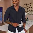COOFANDY Men's Button Down Long Sleeve Shirt Casual Untucked Dress Shirt Regular Fit Wedding Shirts