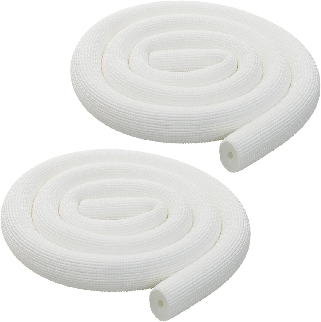 2 Pack Pipe Insulation Tubing, BESUNTEK 6ft Heat Preservation Insulated Foam Tubing Handle Grip Support, for Water Pipes, air Conditioning Pipes (0.35"  0.39", White, 2 Pack)
