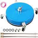 Wexo Palindrog 17" Pressure Washer Surface Cleaner with 4 Wheels, Coated Blue Stainless Steel Power Washer Surface Cleaner for Driveway Sidewalk, 1/4" Quick Connector, 2 Extension Wand, 4000 PSI