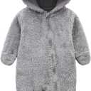 Babymine Newborn Baby Jumpsuit Hooded Fleece Rompers Long Sleeve Onesie Outwear Outfits (3-6 Months, Gray)
