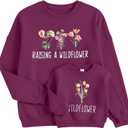 Raising A Wildflower Sweatshirt Mom Toddler Matching Outfits Mommy And Me Matching Shirt Mother Daughter Son Tops (Red, XXL)
