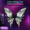 Fairy Wings for Adults Women 31.5"x29.5" Fairy Costume Set Large Butterfly Wings for Halloween Party