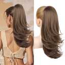 Flufymooz Ponytail Extension for Women, 20 Inch Drawstring Ponytail Hair Extension for Women, Soft Natural Looking Synthetic Pony Tails Hairpiece(Medium Brown Auburn)