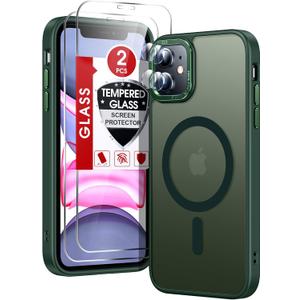 LeYi for iPhone-11 Phone Case Green Compatible with MagSafe Magnetic[ Screen Protector X2 + Camera Cover X2]Funda Para ipone 11case Military Grade Protective Cover Cases for i Phone 11 iphone11,Green