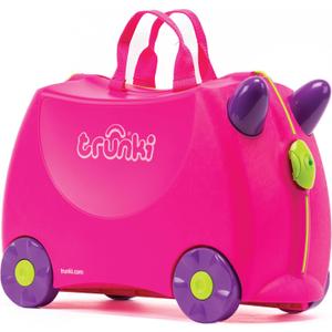 Trunki Ride-On Kids Suitcase | Tow-Along Toddler Luggage | Carry-On Cute Bag with Wheels | Kids Luggage and Airplane Travel Essentials: Trixie Girl Pink (Trixie (Pink))