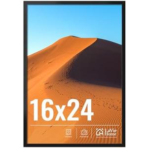 LaVie Home 16"x24" Picture Frame for Wall Display, 16"x24" Black Picture Frame with HD Plexiglas, 16"x24" Poster Frame 1 Pack, Display Frame for Vertical or Horizontal, Classic Collection
