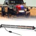 OPP ULITE Led Light Bar 13.5inch with Red Blue Strobe Light 1 Solid Mode & 1 Flashing Mode, 84pcs Led Spot Beam Slim Driving Work Lights for 4x4 Trucks SUV ATV UTV, 1PC Pack