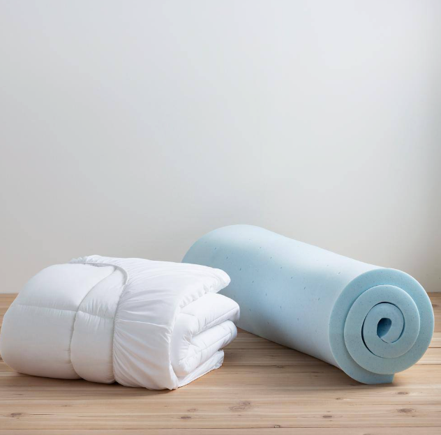 2 inch Gel Memory Foam and 2 inch Cooling Pillow Top Mattress Pad Cover - WHITE - Twin XL
