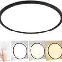 24 inch Dimmable LED Ceiling Light Fixture, Ultra Thin Flush Mount, 50W 5000LM, 3000K/4000K/6500K Selectable, Black, Perfect for Bedroom, Kitchen, Dining Room, Living Room, Home Office, Hallway