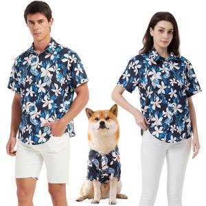 Dog Shirt Hawaiian, Pet Summer T-Shirts Dog Style Floral Breathable Cool Clothes Hawaiian Shirts Gifts for Owner and Pet Shirts are Sold Separately
