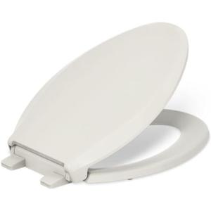 KOHLER 4636-RL-47 Cachet ReadyLatch Elongated Toilet Seat Slow Close, Soft Close Toilet Seat Quiet Lid, Contoured Grip-Tight Bumpers Installation Hardware, Apartment Essentials. Almond