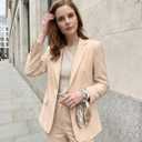 Women's Suits for Work Professional, Womens Business Jacket Pant Set, Womens Pants Suits for Work, Fashion Outfits Casual Sets Size 10 Champagne