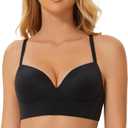 MELENECA Women's Push Up Bralettes Seamless Padded Wireless Bra with Support and Lift (40A, Black)