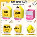 DoubleFill 3 Pcs Sharp and Dull Pencil Holder Eraser Buckets Wooden Shaped Dispenser for Back to School Teachers Classroom Management(Yellow Face)