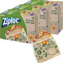 Ziploc Paper Sandwich and Snack Bags, Recyclable & Sealable with Fun Designs, 150 Bags Total (Brown)