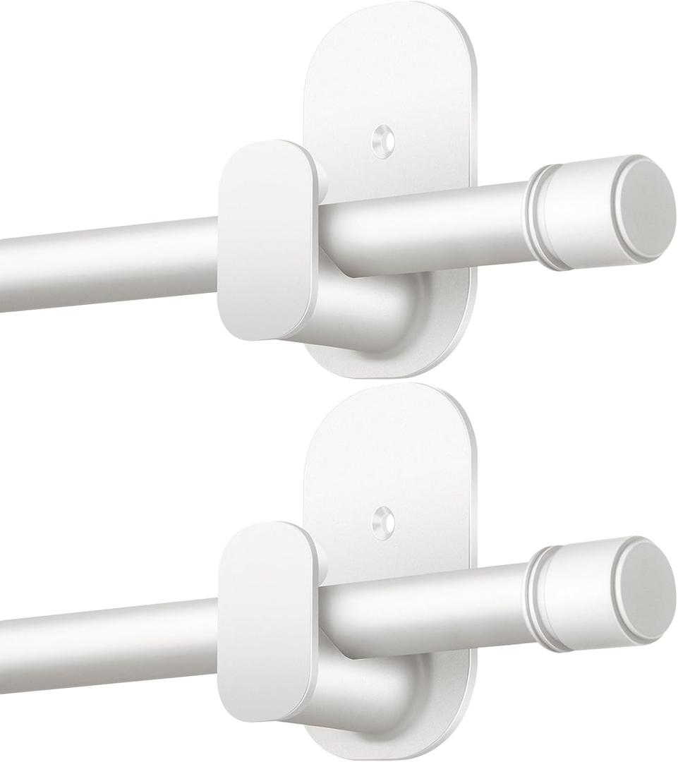 Curtain Rods No Drilling 2 Pack 32 to 86 Inch, HOTOZON 5/8 Inches No Drill Curtain Rods for Windows 55 to 82 Inches(4.5-6.8 ft), Renter Friendly Drapery Rod for Lightweight Curtains, White