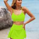 Pink Queen Women High Waisted Bikini Set Two Piece Swimsuit Swim Skirt Bathing Suit 2026 (Green, L)