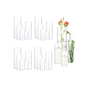 20 Pack Clear Glass Vases for Centerpieces, Cylinder Vase Set, 4,6,8,10,12 Inch Tall Flower Vase for Home Decor, Flower Vase for Table Decorative & Hurricane Floating Candle Holders