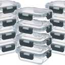 12-Piece Small Glass Food Storage Containers with Lids Airtight, 1.5 Cup Meal Prep Containers Set, Microwave & Dishwasher Safe, Leak-Proof, BPA-Free, Grey