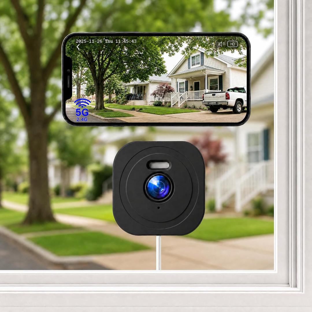 4MP 2K Window Camera, No Glare Thru-Glass Full-Color Night Vision, 2.4GHz & 5GHz WiFi Indoor Cameras for Home Security, Easy Install, Motion Detection, No Monthly Fee, 24/7 Recording