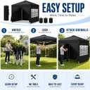 Garvee 10x10 Pop Up Canopy Tent with 4 Sidewalls, 1-Button Easy Setup Outdoor Canopy Shelter with Mesh Windows, Zipper Doors, Steel Frame, Wheeled Carry Bag, UV & Water-Resistant, Black