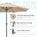 PatioKingdom 9FT Patio Outdoor Umbrella-UPF 50+ Sun Shade with Wind Vent, Push-Button Tilt & Smooth Crank Lift, Rust-Resistant Fiberglass Frame for Garden, Backyard,Yard (Beige)