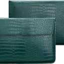 Laptop Sleeve Bag for 2023-2026 MacBook Air 15 inch A3448 M5 M4 M3 M2 Crocodile Grain PU Leather Flap Style Case Notebook Bag for Mac Pro 16 M1 A2485 A2141 2019-2026,Pro 15 2012-2019,Green