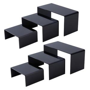 MAGICALCUTDIE 6Pcs 3 Style Acrylic Risers Display U-Shape Jewelry Display Holder for Jewelry Display Store Fixture Table Decorations Black 12.5~20x10x5.3~10.2cm 2pcs/Style