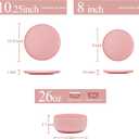 6 Piece Dinnerware Set, Dual Glaze Stoneware Plates and Bowls Sets, Modern Dinner Plate, Salad Plate, Cereal Bowl, Dish Set for 2, Microwave and Dishwasher Safe, Pink