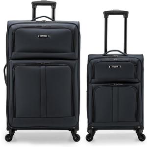 U.S. Traveler Anzio Softside Expandable Luggage with Spinner Wheels, Dark Grey, 2-Piece Set (22/30)