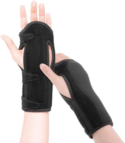 fibee Carpal Tunnel Wrist Brace 2 Pack Night Support, Adjustable Wrist Splint for Sleeping with Cushioned Beads, Hand Wrist Support for Carpal Tunnel Relief Fits Left Right Hands for Women Men, Black