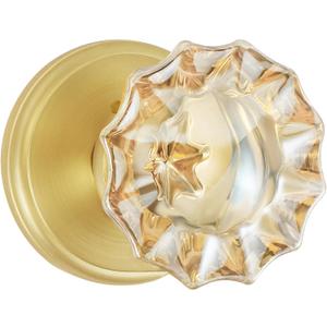 Champagne Glass Door Knobs,Privacy Crystal Door Knobs Interior Satin Brass/Brushed Gold Door Knob with Lock